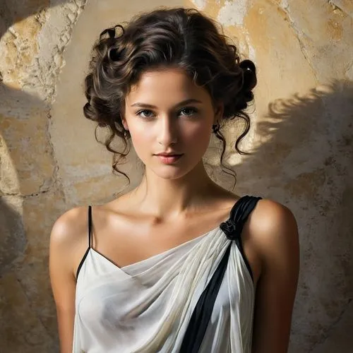 updo,ancient egyptian girl,chignon,young woman,beautiful young woman,athena,strapless dress,katniss,elegant,curly brunette,beautiful woman,drape,neoclassic,cleopatra,vintage woman,romantic portrait,girl in cloth,pretty young woman,attractive woman,beautiful women,Photography,Black and white photography,Black and White Photography 06