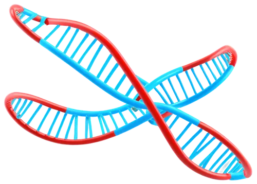 Double helix DNA molecule, 3D model, blue and red nucleotides, twisted ladder structure, transparent background, detailed molecular bonds, glowing soft light, macro close-up, shallow depth of field, h