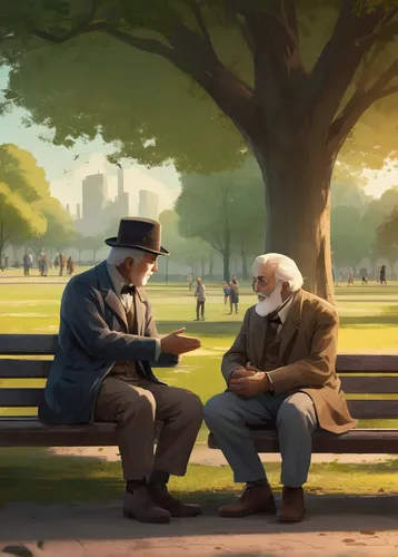 old couple,park bench,man on a bench,churchill and roosevelt,conversation,game illustration,benches,talking,men sitting,old age,grandfather,exchange of ideas,a meeting,bench,community connection,grandpa,mentoring,elderly man,consultation,chatting,Conceptual Art,Fantasy,Fantasy 02