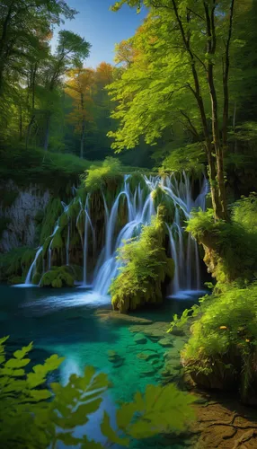 green waterfall,mountain spring,plitvice,green trees with water,mountain stream,waterfalls,green landscape,nature landscape,beautiful landscape,landscape background,river landscape,water fall,landscapes beautiful,a small waterfall,flowing water,landscape nature,waterfall,natural scenery,forest landscape,green forest,Conceptual Art,Sci-Fi,Sci-Fi 15