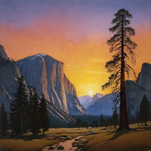 salt meadow landscape,yosemite,yosemite park,alpine sunset,mountain sunrise,mountain scene,half-dome,mountain landscape,half dome,larch trees,forest landscape,larch forests,dachstein,landscape background,mountainous landscape,landscape,high landscape,yosemite valley,nature landscape,temperate coniferous forest,Illustration,Paper based,Paper Based 23