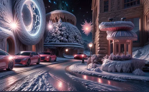 winter festival,radiator springs racers,infinite snow,snow scene,christmas cars,christmas scene,digital compositing,christmas car,winter wonderland,elves flight,christmas trailer,christmasbackground,concept art,north pole,steelwool,ice planet,christmas caravan,winter village,the holiday of lights,santa sleigh