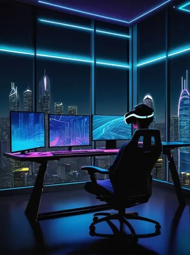 blur office background,computer room,modern office,desk,cybercity,cyberscene,cyberpunk,cybertown,computer workstation,computable,neon human resources,study room,office desk,cyberview,3d background,background design,megacorporation,boardroom,cyberport,working space,Illustration,Retro,Retro 07