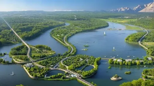 rappresenta la citta di Mantova nel futuro, tutta ricoperta di acqua, con nuove tecnologie ,the danube delta,72 turns on nujiang river,danube delta,danube gorge,snake river,snake river lakes,gorges of