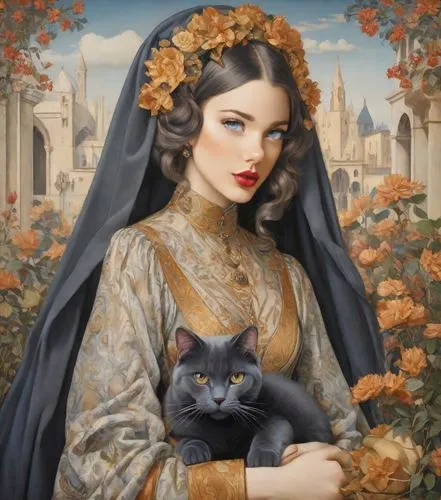 tretchikoff,viveros,gothic portrait,felino,morgana,salem,Digital Art,Impressionism