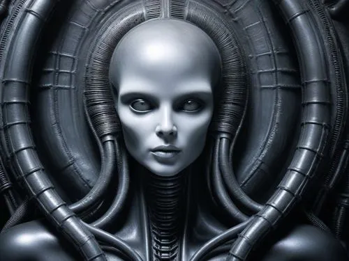 giger random background,a woman with aliens on her face and arms,giger,cybernetically,transhuman,cybernetic,lifeforms,assimilated