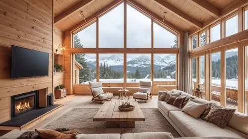 coziness,the cabin in the mountains,chalet,alpine style,fire place,winter house,warm and cozy,house in the mountains,cozier,coziest,snow house,log cabin,living room,log home,winter window,house in mountains,family room,modern living room,beautiful home,livingroom,Photography,General,Realistic