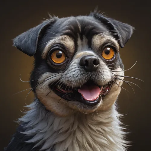 Face of an unhappy dog with long hears, cgsociety, Caricature, photorealistic painting, behance, Photorealism, digital painting, photorealism, Artstation, Weird menace, zbrush central, fine art painti