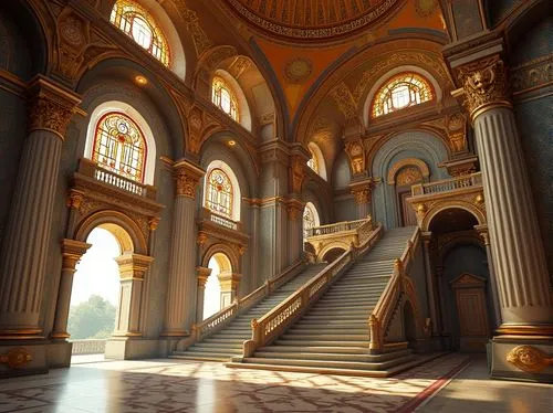 staircase,staircases,cochere,theed,archly,stairway,grandeur,hall of the fallen,outside staircase,ornate room,cathedral,stairs,entrance hall,chhatris,baroque,neoclassical,3d render,ornate,hallway,stair,Photography,General,Realistic