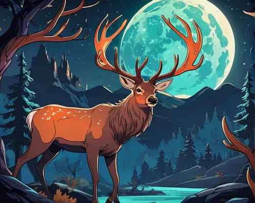 deer illustration,elk,deer drawing,glowing antlers,deer,stag,european deer,whitetail,whitetail buck,deers,winter deer,forest animal,male deer,buffalo plaid deer,dotted deer,forest background,game illustration,bull elk resting,manchurian stag,young-deer,Illustration,Japanese style,Japanese Style 07