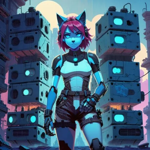 cyberdog,domino,motoko,cyberpunk,transistor,cyberpunks,Illustration,American Style,American Style 01