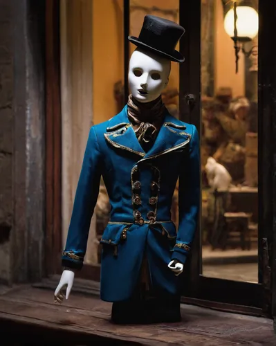 artist's mannequin,the carnival of venice,wooden mannequin,a wax dummy,articulated manikin,manikin,mannequin,collectible doll,model train figure,doll figure,display dummy,bellboy,decorative nutcracker,venetian mask,masquerade,designer dolls,marionette,top hat,wooden doll,store window,Art,Classical Oil Painting,Classical Oil Painting 35