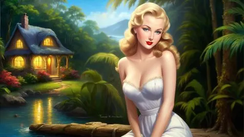 the blonde in the river,marilyn monroe,marylin monroe,mamie van doren,connie stevens - female,marylyn monroe - female,landscape background,retro pin up girl,pin-up girl,marylin,pin up girl,pin ups,valentine day's pin up,pin up,marilynne,secret garden of venus,cartoon video game background,fantasy picture,amazonica,ninfa