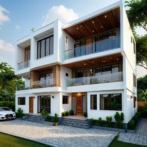 Design of a luxurious container 4-bedroom duplex home with an exquisite fusion of old and new, where elegance supersedes. adding the white hues of natural light in well-placed large windows. with the 