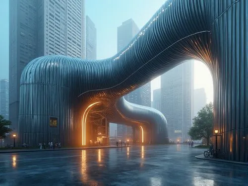 futuristic architecture,heatherwick,futuristic art museum,morphosis,futuristic landscape,3d rendering,render,urban design,arcology,asian architecture,sinuous,arhitecture,kirrarchitecture,guangzhou,chengdu,safdie,parametric,archidaily,modern architecture,skybridge,Photography,General,Realistic