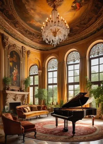 grand piano,pianoforte,the piano,concerto for piano,ornate room,parlor,piano,steinway,fortepiano,great room,villa balbianello,piano bar,sitting room,victorian room,cochere,rococo,pianist,steinways,interior decor,piano player,Illustration,Vector,Vector 09