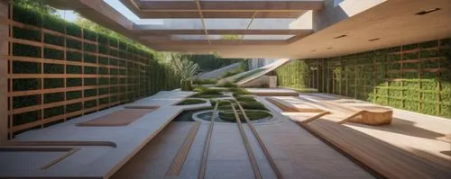 render,bamboo plants,block balcony,japanese architecture,lattice windows,archidaily,3d rendering,walkway,garden design sydney,kirrarchitecture,cubic house,concrete ceiling,hallway space,eco-construction,wooden windows,modern architecture,roof landscape,build by mirza golam pir,bamboo forest,wooden beams,Photography,General,Natural