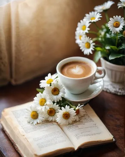 coffee and books,floral with cappuccino,tea and books,bookmark with flowers,coffee time,tea flowers,Photography,General,Cinematic