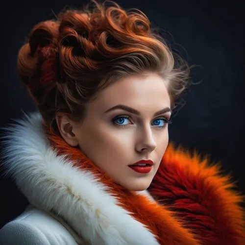 digital painting,sansa,world digital painting,fantasy portrait,maureen o'hara - female,behenna,vintage woman,elizaveta,romantic portrait,shernoff,victorian lady,fur coat,woman portrait,colorizing,digital art,evgenia,retro woman,hand digital painting,girl portrait,retro pin up girl,Photography,General,Fantasy