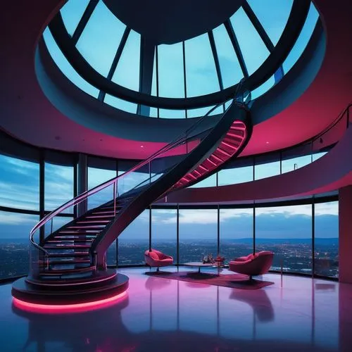 futuristic art museum,futuristic architecture,ufo interior,sky space concept,futuristic landscape,spiral staircase,planetariums,spaceship interior,skywalks,blavatnik,sky apartment,revolving,the observation deck,skyloft,vertigo,spaceport,malaparte,lair,observation deck,skywalk,Illustration,American Style,American Style 06