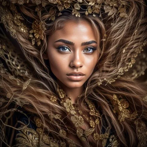 fantasy portrait,polynesian girl,micronesian,indonesian women,mystical portrait of a girl,golden wreath,balinese,gold filigree,javanese,niobe,fantasy art,marshallese,deviantart,hispaniolan,headdress,jingna,golden crown,adornment,romantic portrait,persia