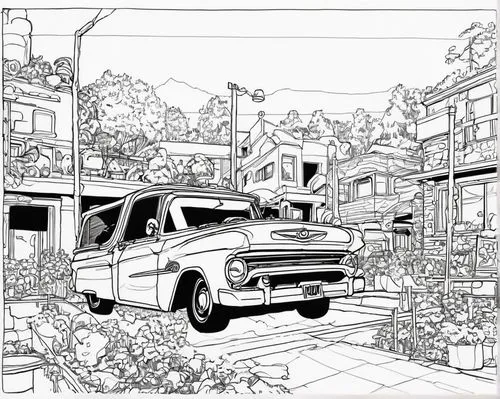 coloring page,mono-line line art,coloring pages,mono line art,lineart,line-art,car drawing,coloring picture,line art,pencils,coloring outline,office line art,summer line art,scrap car,pickup-truck,line drawing,datsun truck,ford truck,junk yard,datsun 510,Illustration,Vector,Vector 11