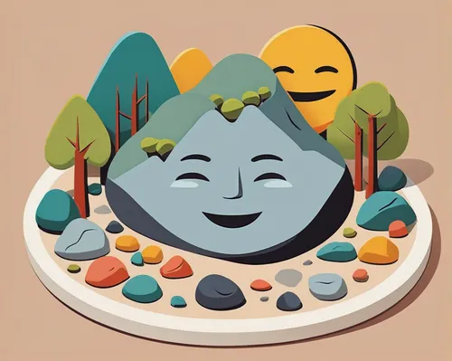 Compose a letter in which an emoji rock expresses its deep emotions and experiences within a zen garden.,emojicon,fruit icons,fruits icons,food icons,growth icon,pie vector,vector illustration,emoji,e