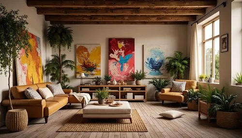 loft,interior decor,apartment lounge,living room,livingroom,contemporary decor,modern decor,home interior,bohemian art,boho art style,sitting room,interior design,interior decoration,boho art,house plants,mid century modern,great room,interiors,chaise lounge,danish furniture