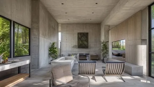 Imagem com muito realismo,concrete ceiling,exposed concrete,concrete slabs,concrete construction,mid century house,dunes house,concrete,contemporary decor,interior modern design,modern decor,concrete 