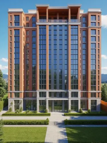 the large building has many windows on top of it,hoboken condos for sale,condominia,kigali,residential tower,appartment building,lodha,Photography,General,Realistic