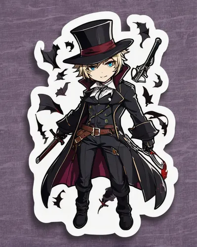 chimney sweeper,witch's hat icon,hatter,chimney sweep,count,ringmaster,stovepipe hat,top hat,black hat,holmes,mafia,sherlock holmes,halloween banner,stylish boy,bowler hat,corvin,admiral von tromp,sherlock,frock coat,haunebu,Unique,Design,Sticker