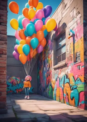 colorful balloons,little girl with balloons,rainbow color balloons,corner balloons,pink balloons,balloons,balloon,baloons,balloon-like,heart balloons,balloon head,colorful life,colorful city,ballon,star balloons,balloon with string,graffiti,graffiti art,red balloons,balloon trip,Conceptual Art,Fantasy,Fantasy 01