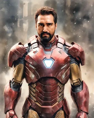 a man with an iron man suit in his hands,iron man,ironman,tony stark,iron,ironist,chobot,Digital Art,Watercolor