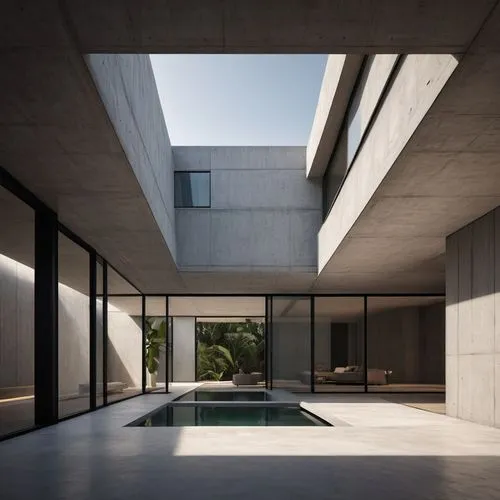 The award-winning architecture, minimalist rim lights, dirty lens, contemporary architecture, clear details, high-quality texture, refined concrete architecture style, minimal architecture style, arch