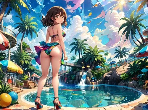 summer background,fubuki,niijima,beach background,haruhi,bahama,Anime,Anime,Traditional