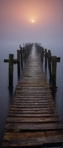 wooden pier,wooden bridge,dock,jetty,old jetty,fishing pier,foggy landscape,burned pier,old pier,docks,morning fog,wooden path,morning mist,sea of fog,walkway,dense fog,old wooden boat at sunrise,boat dock,first light,early fog,Art,Classical Oil Painting,Classical Oil Painting 43