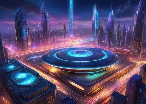 futuristic landscape,cybercity,cybertown,coruscant,cyberport,arcology,homeworlds,homeworld,metropolis,futuristic architecture,cyberworld,megacorporation,megapolis,tron,cyberia,coldharbour,megacorporations,fantasy city,gallifrey,city cities,Illustration,Realistic Fantasy,Realistic Fantasy 01