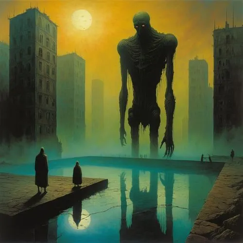 primitive man,walking man,humanoid,walker,sci fiction illustration,pedestrian,standing man,dance of death,wither,monolith,necropolis,giant schirmling,dead earth,dr. manhattan,pedestrians,pall-bearer,tall man,human,sleepwalker,album cover,Conceptual Art,Oil color,Oil Color 03