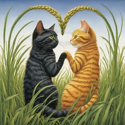 cat love,catanduva,cat lovers,cats playing,a heart for animals,two cats,Illustration,Children,Children 03