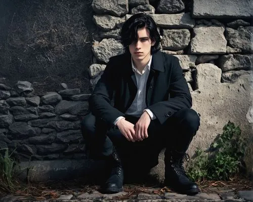 submarine,temples,photo session in torn clothes,beatnik,overcoat,ervin hervé-lóránth,gothic portrait,fryderyk chopin,goth subculture,john doe,black coat,mick,robert harbeck,black hair,jack rose,young penguin,brook avens,frock coat,emo,vintage boy,Illustration,Children,Children 05