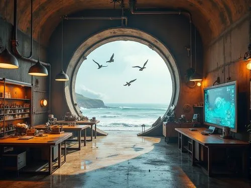 beach restaurant,oceanfront,sea swallow,study room,beach bar,aquarium,ocean background,house of the sea,sea birds,birds of the sea,seabird,aquariums,cartoon video game background,wine bar,oceana,seagulls flock,oceanographic,background design,reading room,subantarctic,Photography,General,Realistic