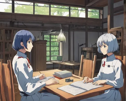 children studying,study room,tutoring,typesetting,classroom,wooden desk,girl studying,class room,examination room,desk,tutor,yuki nagato sos brigade,reading room,school desk,to write,classroom training,dormitory,writing-book,index cards,homework,Illustration,Retro,Retro 23