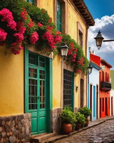 paraty,colorful city,city unesco heritage trinidad cuba,splendid colors,taxco,curacao,zona colonial,colores,burano,vibrant color,the cobbled streets,burano island,antiguaguatemala,cusco,azores,pueblos,colorful facade,adobes,historic old town,tiradentes,Illustration,Paper based,Paper Based 04