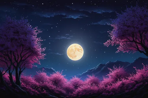 purple moon,moonlit night,purple landscape,moon and star background,moonlit,moonrise,moon night,moonlight,full moon,hanging moon,lunar landscape,japanese sakura background,landscape background,moons,moonlight cactus,moon,big moon,the moon,sakura background,super moon,Conceptual Art,Daily,Daily 02