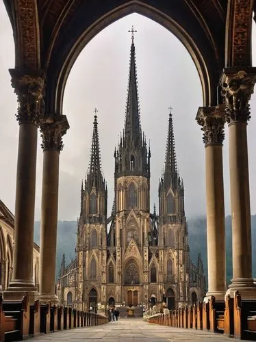 gothic church,neogothic,nidaros cathedral,cologne cathedral,cathedrals,cathedral,koln,haunted cathedral,aachen cathedral,duomo,basilique,the cathedral,spires,prague castle,triforium,ulm minster,maulbronn monastery,jesuit church,drachenfels,cologne panorama,Illustration,Retro,Retro 01