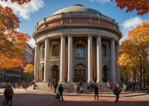 Boston, USA, 19th century, historic building, Charles Bulfinch architecture, grand entrance, columns, arches, ornate details, granite stones, intricate carvings, symmetrical facade, majestic dome, Ame