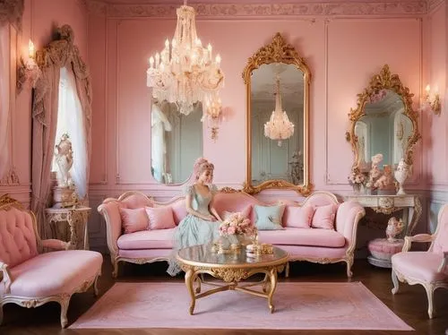 ornate room,opulently,beauty room,pink chair,opulent,ritzau,opulence,bridal suite,great room,rococo,poshest,lachapelle,the little girl's room,sitting room,soft pink,interior decor,victorian room,chaise lounge,danish room,palatial,Illustration,Japanese style,Japanese Style 11