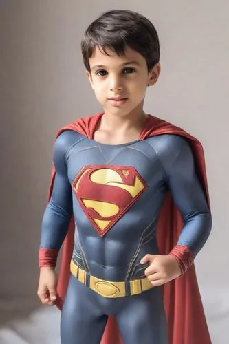 the  has his face painted like superman,superboy,supes,superman,supermarionation,super man,supersemar,Photography,Realistic