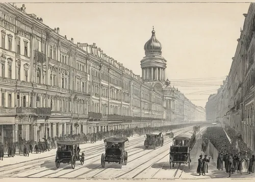 saintpetersburg,nevsky avenue,saint petersburg,st petersburg,petersburg,arbat street,july 1888,19th century,1905,1906,saint petersbourg,street scene,1900s,tram road,the boulevard arjaan,leningrad,old street,riga,warsaw,xix century,Illustration,Black and White,Black and White 29