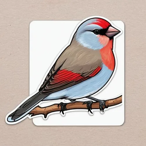 waxbill,lesser redpoll,swee waxbill,redpoll,red-browed finch,red finch,red headed finch,zebra finch,australian zebra finch,grosbeaks,bird illustration,carduelis,male finch,carduelis carduelis,grosbeak,zebra finches,cardenales,cardenal,cardinalis,cardinals,Unique,Design,Sticker